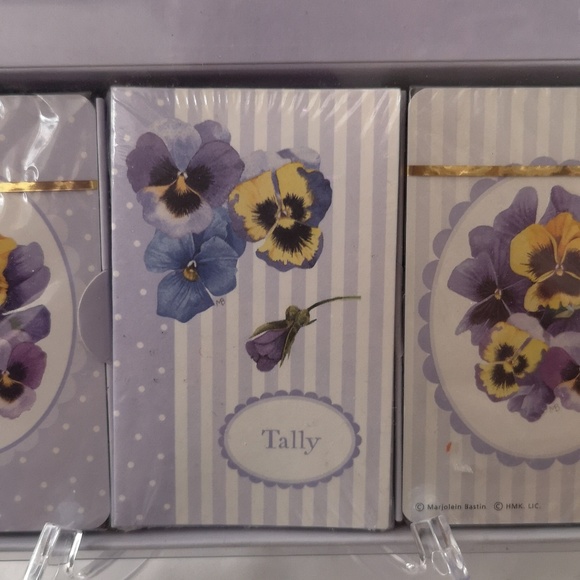 Hallmark New in Box Bridge Playing Card Set Purple with Pansies Design - Picture 2 of 5